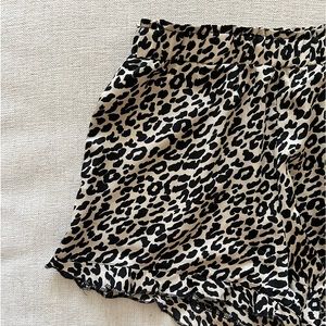 Leopard Black & White Ruffly Shorts